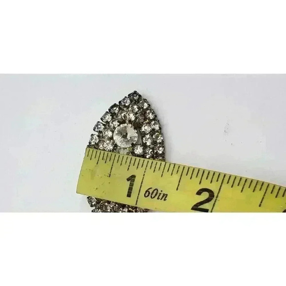 Vintage Rhinestone Brooch Inverted Rivoli Clear Stones 3rd Eye Chakra - Picture 8 of 8